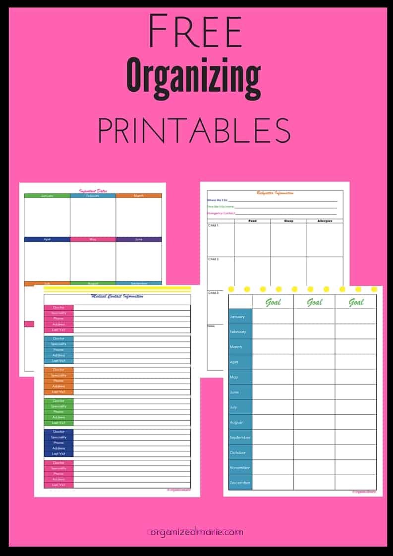 Free Organizing Printables