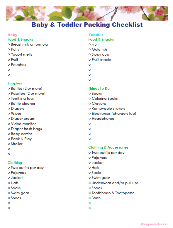 baby-toddler-checklist - Organized Marie