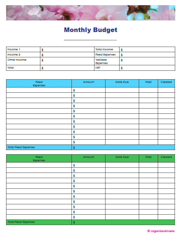 monthly-budget - Organized Marie