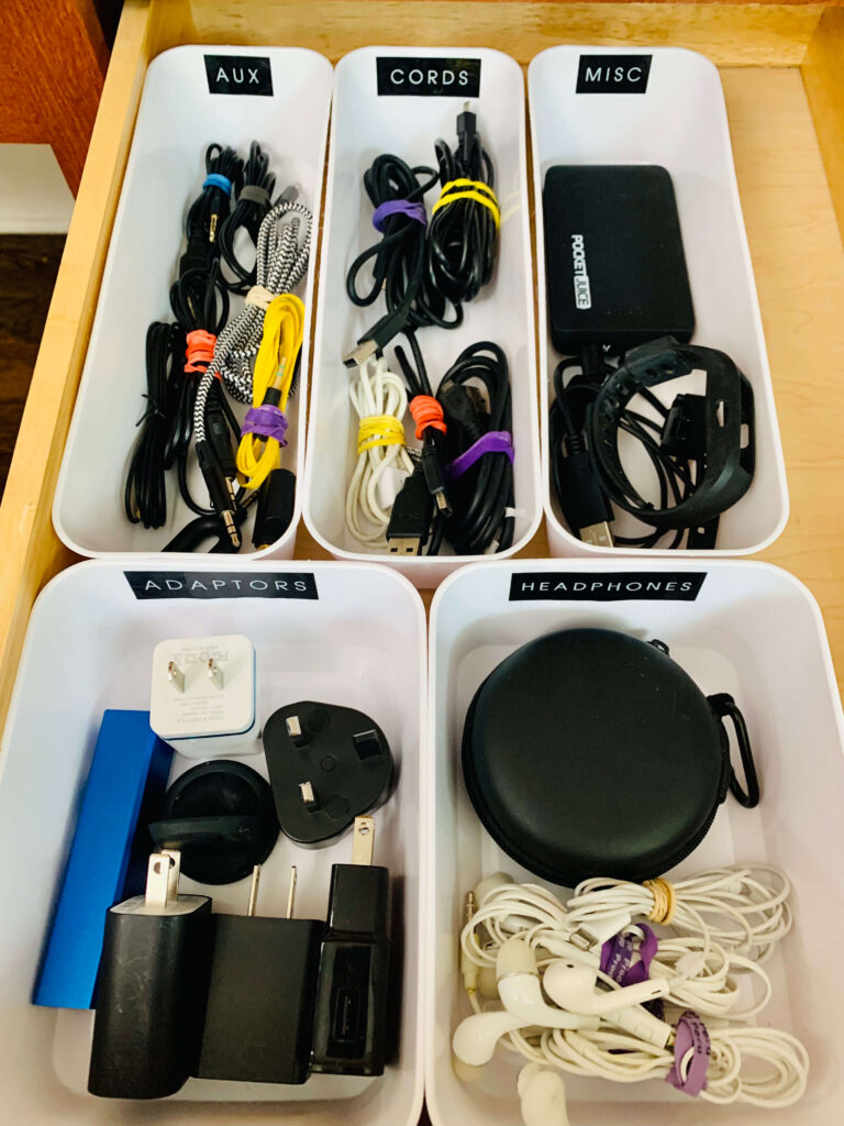 drawer organizer for cords