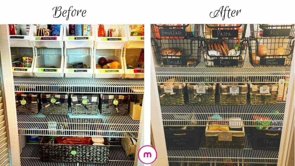 before and after organized pantry