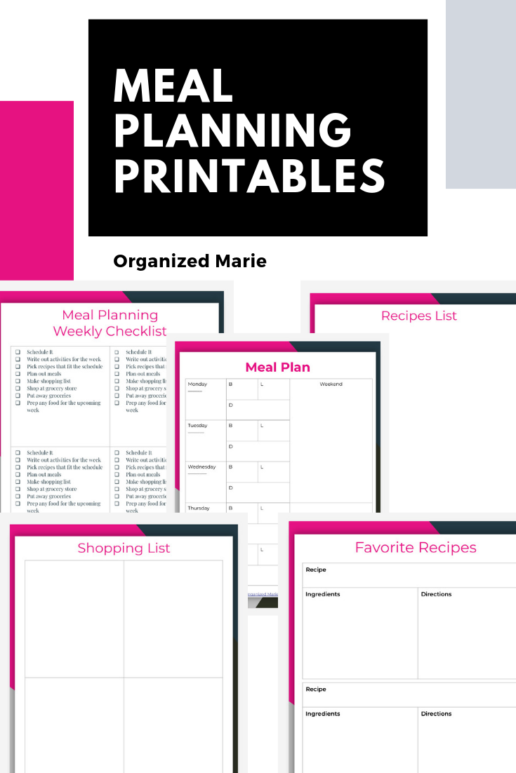 Meal Planning Printables (1) - Organized Marie