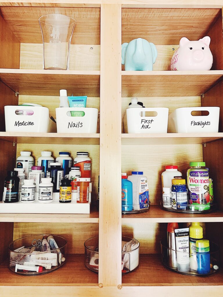 organizing a medicine cabinet