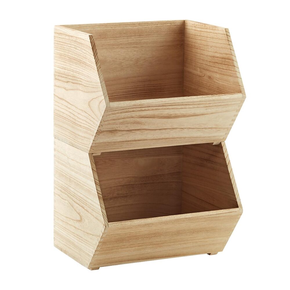 wood stackable storage bins